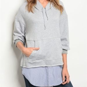 Love gray embroidered 3/4 sleeve hoodie